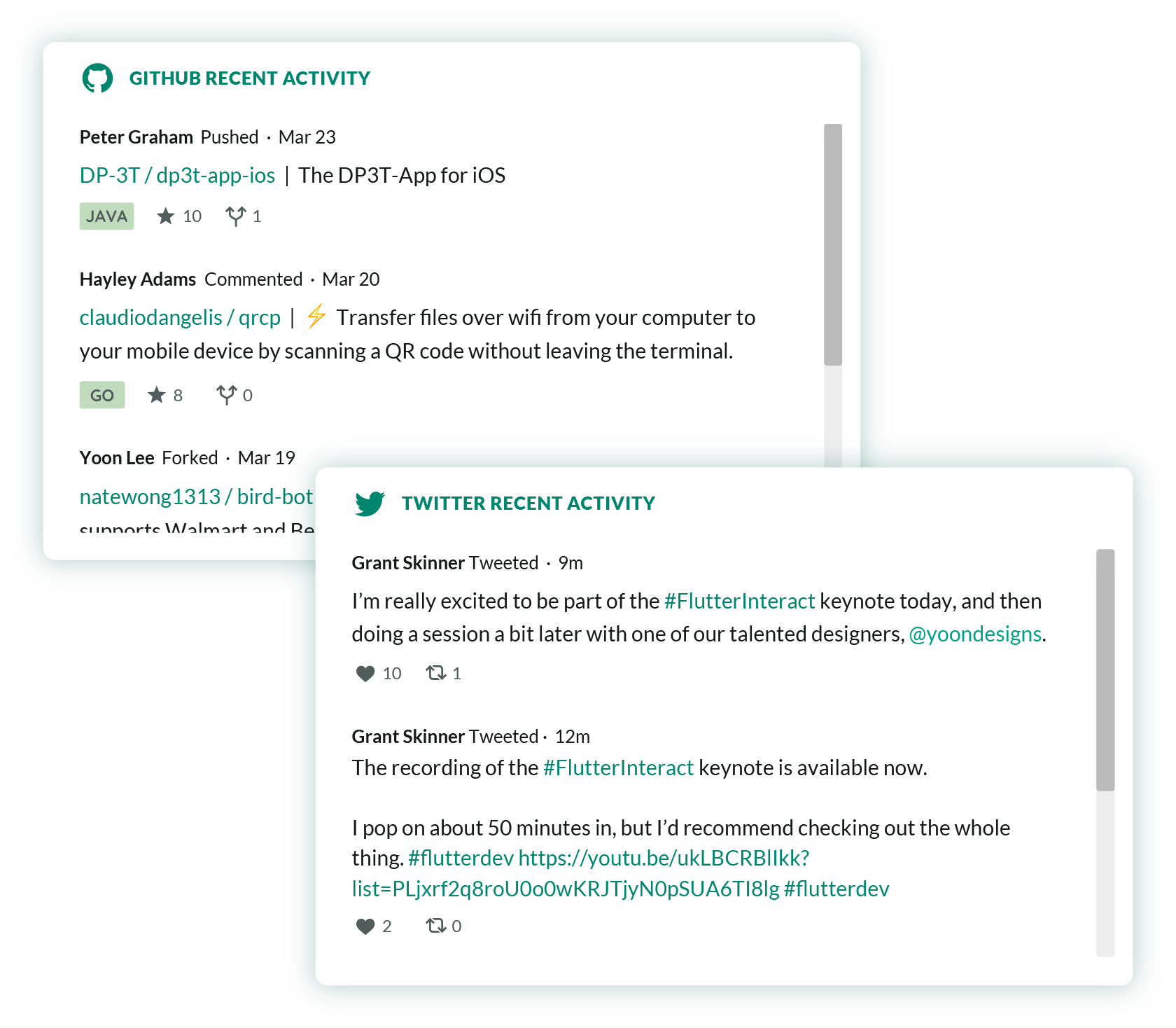 flokk displaying content from connected social accounts